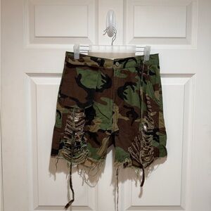 Camouflage Distressed Cargo Shorts